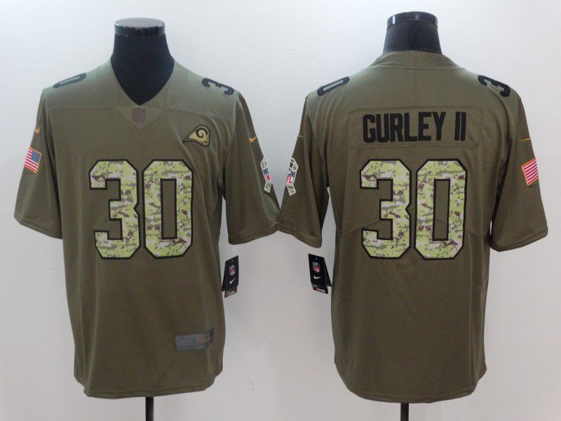 Men Los Angeles Rams 30 Gurley ii Camo Nike Olive Salute To Service Limited NFL Jersey